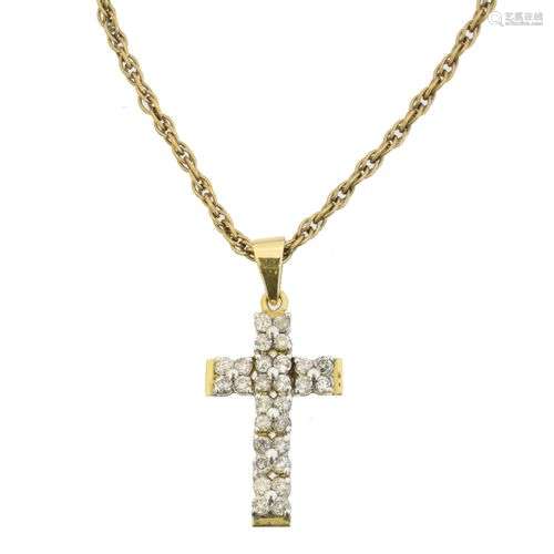 A diamond cross pendant,