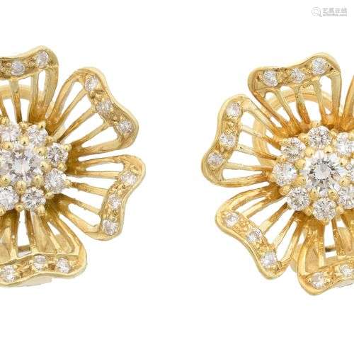 A pair of 18ct gold diamond earrings by Cropp & Farr,