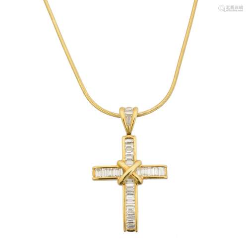 An 18ct gold diamond cross pendant by Mappin & Webb,