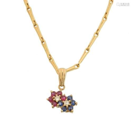 A vari gem floral pendant,