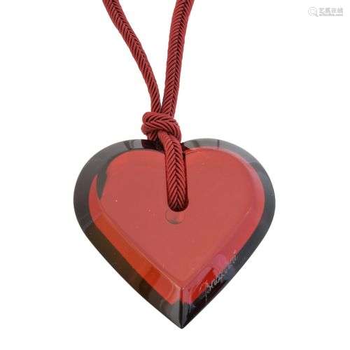 A Baccarat glass heart pendant,