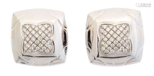 A pair of 18ct gold diamond 'pyramid' earclips by Bulgari,
