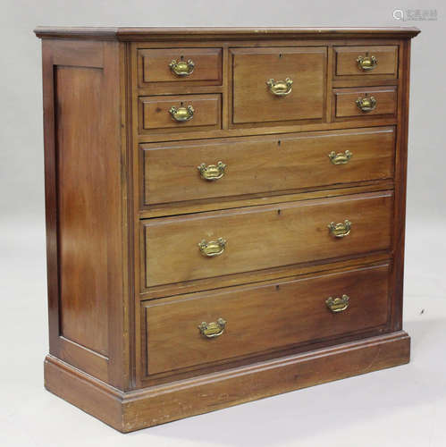 A late Victorian mahogany chest of drawers, fitted with an a...