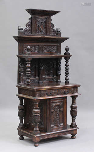 A late 19th/early 20th century Continental carved oak side c...