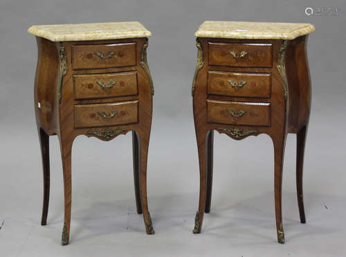 A pair of late 20th century French kingwood and foliate inla...