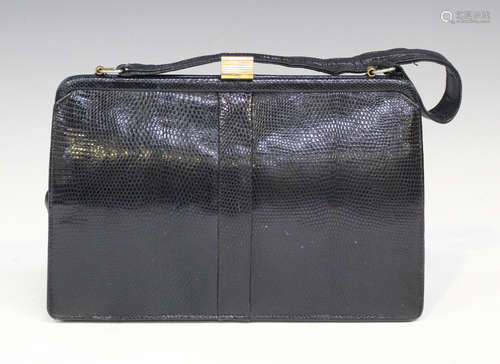 A Mappin & Webb black leather handbag, width 28cm, boxed.Buy...