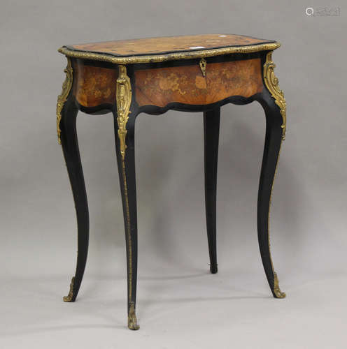 A late 19th century French kingwood and ebonized work table ...