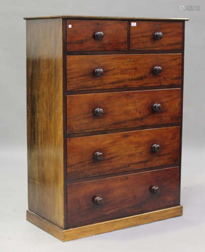 A late Victorian mahogany chest of two short and four long d...