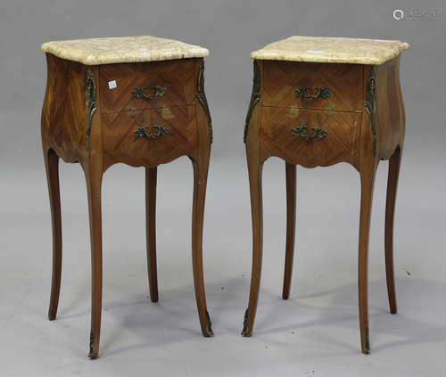 A pair of late 20th century French kingwood and foliate inla...