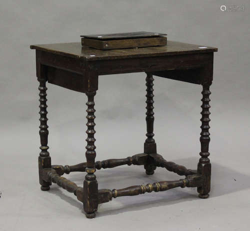 An 18th century and later provincial oak side table with bob...