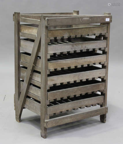 A mid-20th century softwood apple storage crate, fitted with...