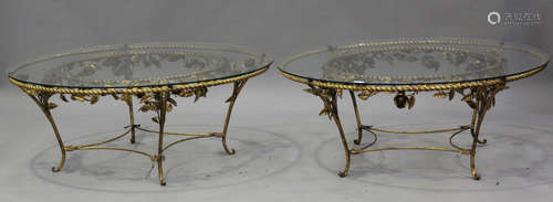 A pair of 20th century French gilded wrought metal circular ...