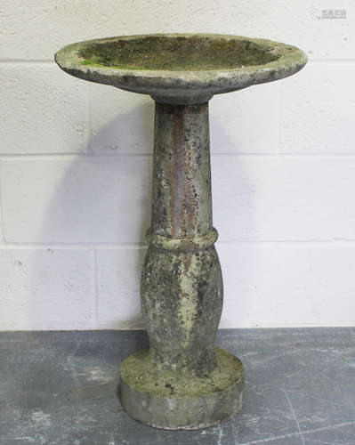 A 20th century cast composition stone bird bath, height 76cm...