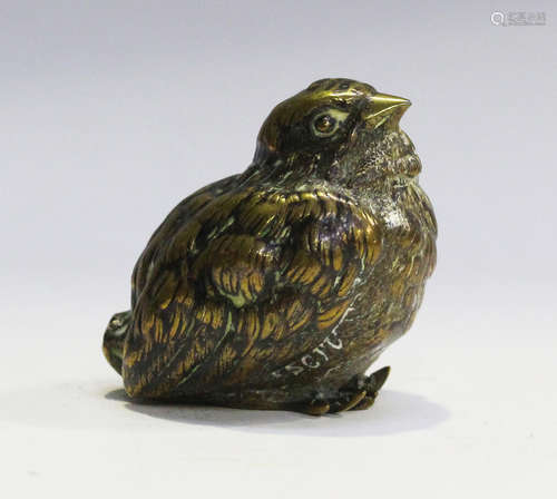 A late 19th century Austrian cast bronze model of a chick, b...