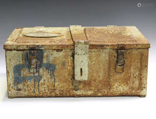 An early 20th century painted metal strong box by Babcock & ...