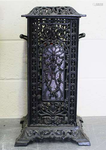 A late 19th/early 20th century black painted cast metal cons...