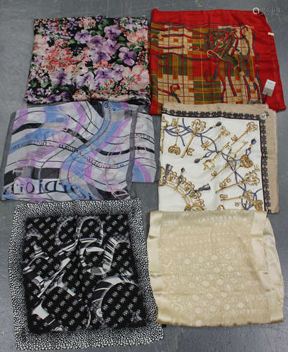 A selection of seventeen mainly silk ladies' designer scarve...