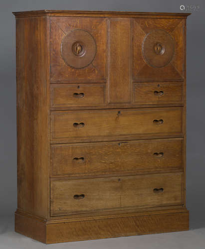 An Edwardian Heal & Sons oak 'Owl' cabinet, designed by Sir ...