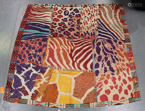 An Hermès silk 'Pelages et Camouflage' pattern shawl, design...