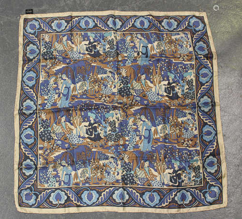 A Liberty silk scarf, printed with Eastern inspired scenes o...