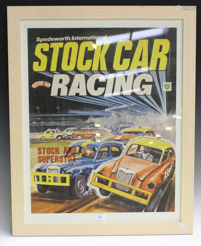 A Spedeworth International Stock Car Racing colour printed p...