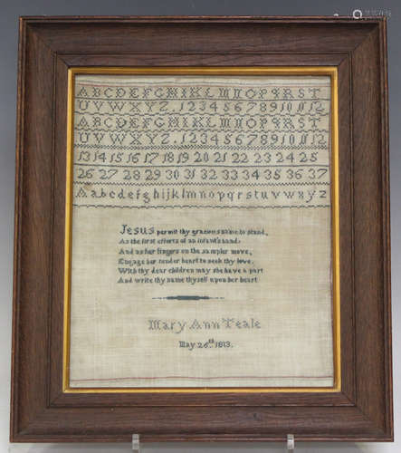 A Regency monochrome needlework sampler by Mary Ann Teale, d...