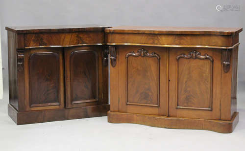 A Victorian mahogany serpentine fronted chiffonier base, hei...