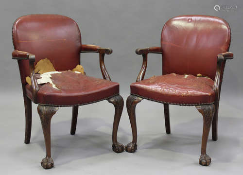 A pair of mid-20th century George III style mahogany framed ...