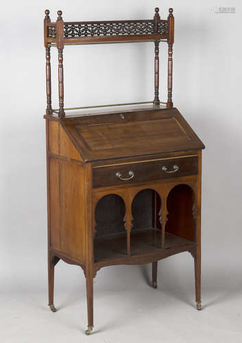 A late Victorian Anglo Moorish mahogany bureau bookcase, pos...