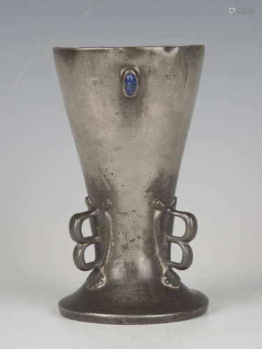 A Liberty & Co 'Tudric' pewter vase, model number '038', the...