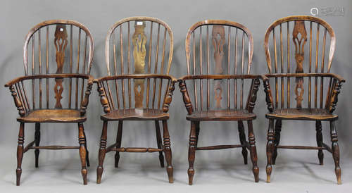 A harlequin set of eight late 19th/early 20th century ash an...