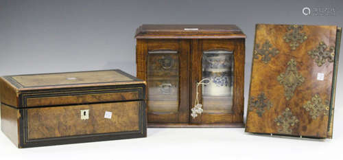 An Edwardian table-top smoker's cabinet, width 31cm, togethe...