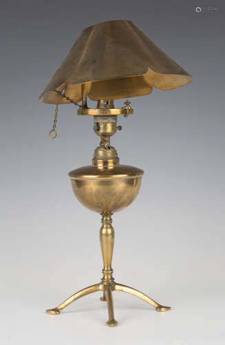 A late Victorian gilt brass reading lamp by W.A.S. Benson & ...