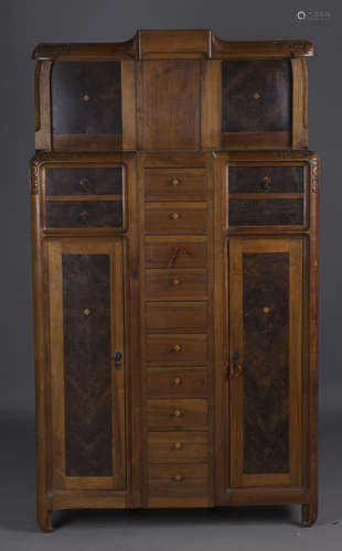 An early 20th century Continental Art Nouveau walnut and pal...