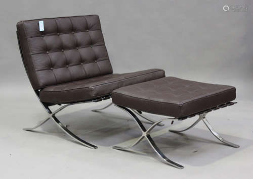 A late 20th century Barcelona chair, after a design by Mies ...