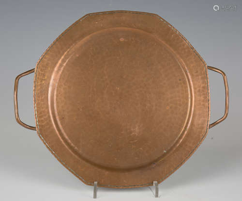 An early 20th century Arts and Crafts copper tray by Roycrof...