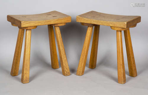 A pair of mid-20th century French Arts and Crafts style oak ...