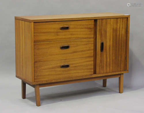 A mid-20th century teak side cabinet of retro design, fitted...