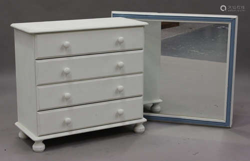 A 20th century white painted chest of four drawers, height 7...