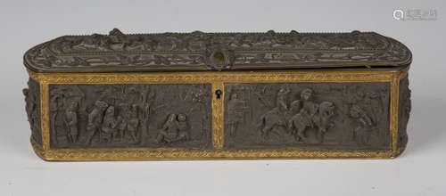 A 19th century French electrotype and gilt brass rectangular...