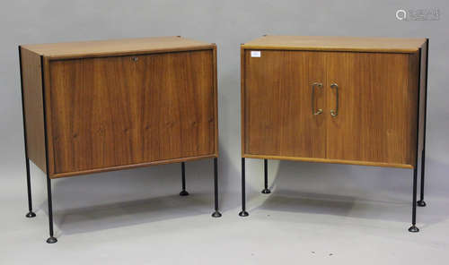 A mid-20th century Vanson teak modular wall unit designed by...