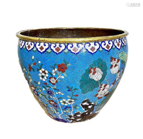 19TH CENTURY CHINESE BRONZE CLOISONNÉ PLANTER