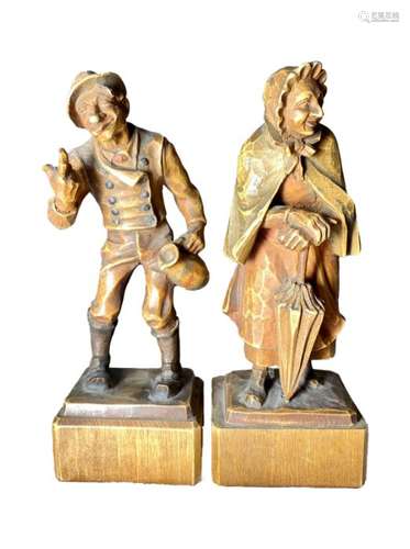 Pair Of 19th Century Austrian Carved Wood Figures