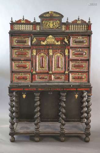 A late 17th century Flemish European ormolu mounted ebony an...