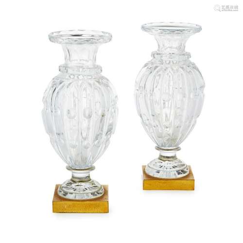 PAIR OF GILT BRONZE MOUNTED BACCARAT GLASS VASES LATE 19TH/ ...