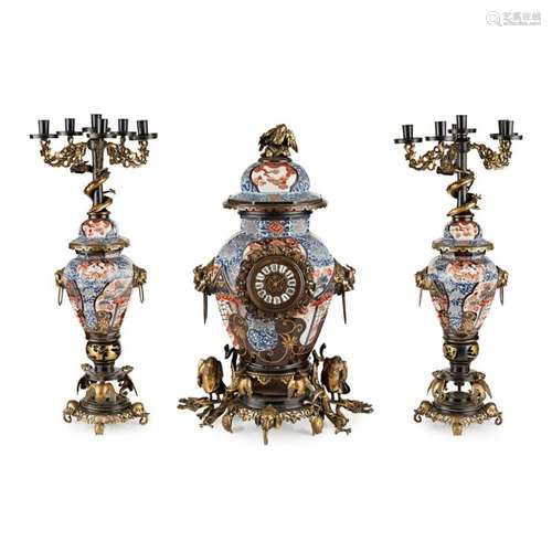 IMPRESSIVE 'JAPONISME' GILT BRONZE MOUNTED IMARI PORCELAIN T...