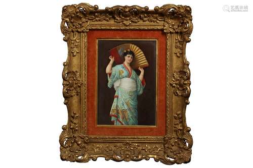 A LATE 19TH CENTURY FRAMED BERLIN K.P.M. PORCELAIN PLAQUE DE...