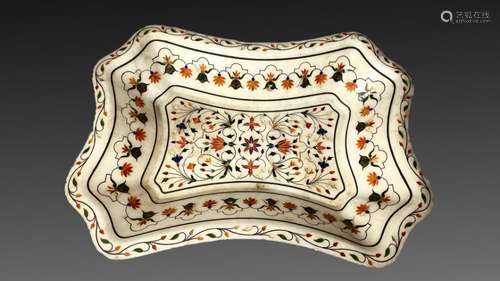 Late 18th Century Pietra Dura Dish For Mughal Market