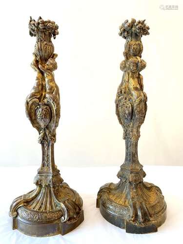 Pair Of Louis Philippe Ormolu Figural Candlesticks