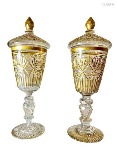 Pair Of 19th Century Bohemian Crystal Goblets For Ottoman Ma...